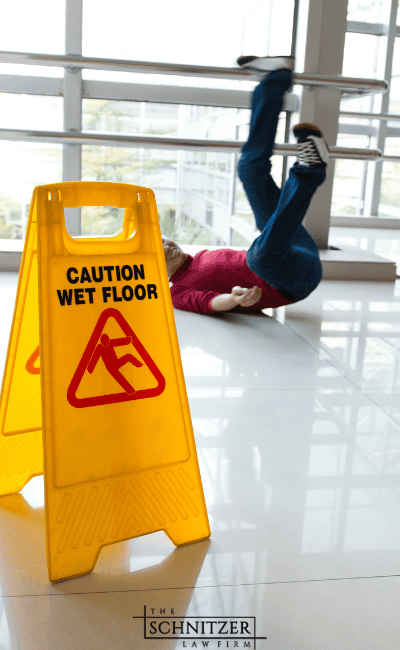 Slip and fall in Las Vegas Slip and fall accident in Las Vegas near wet floor sign